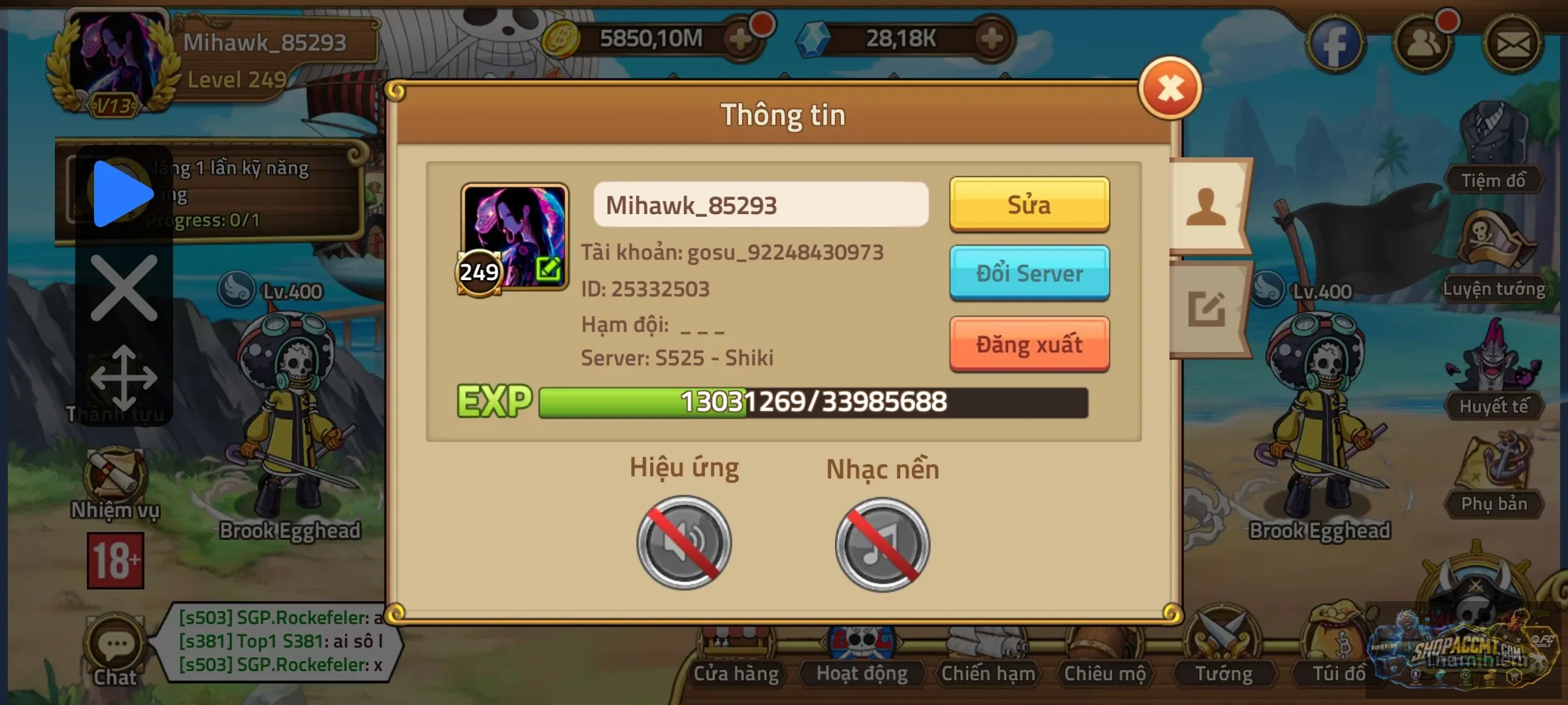 Top s525 roger lv500 x2 shirahoshi lv450 pet ngon bảo vật siêu ngon taq bá