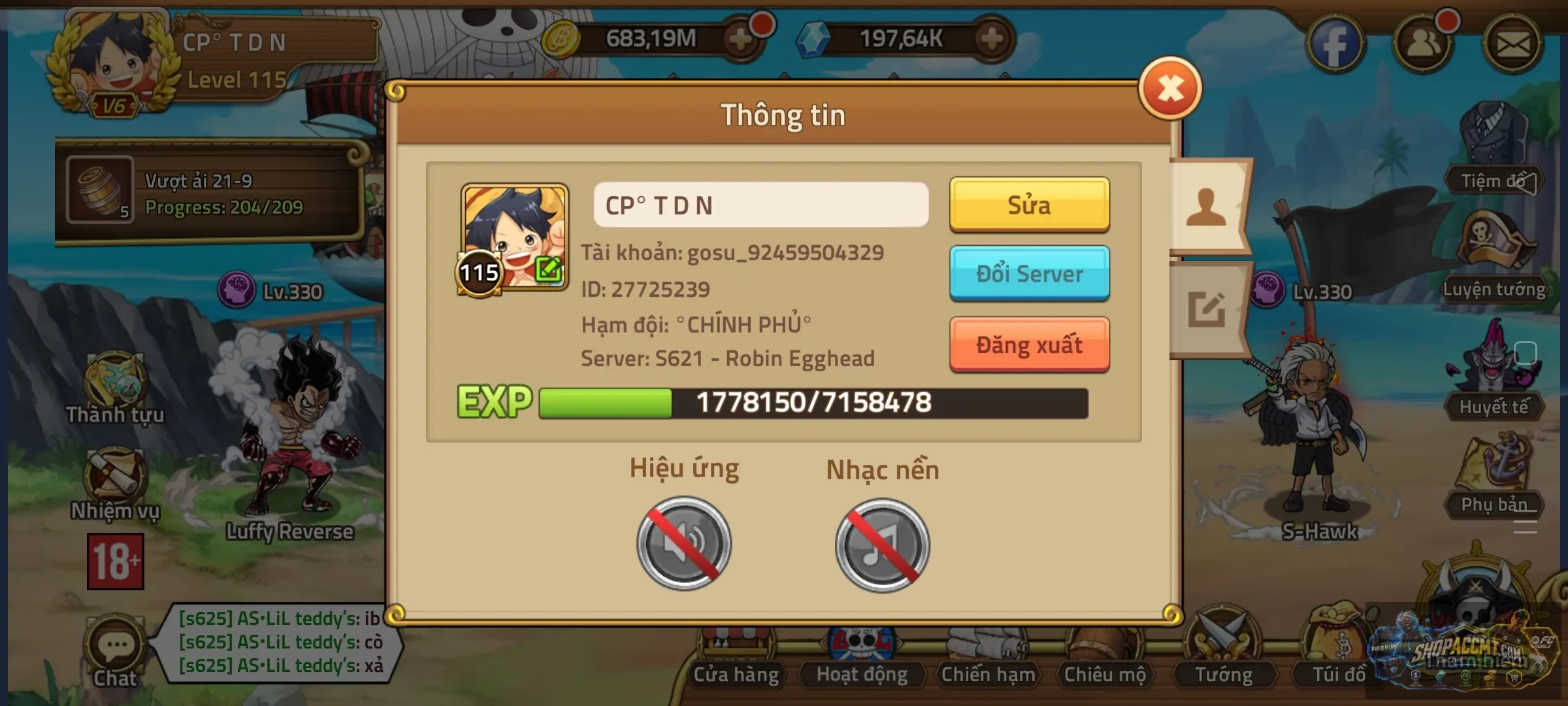 S621 nhiều tướng e5 chưa chơi sk